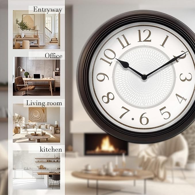 12.6" Galaxy Luminous Atomic Wall Clock for Bedroom,Illuminated Night Light Wall Clock with Smart Sensor to Turn On/Off LED Light, Oil Rubbed Bronze Black,Housewarming Gifts