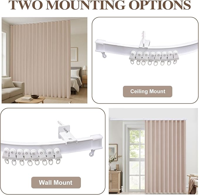 Faux Linen Semi Sheer Room Divider Curtain with Flexible Ceiling Track, Light Filtering Privacy Curtains for Patio Sliding Glass Door Living Room Bedroom Room Divider, Light Coffee, W72xL72, 1 Panel