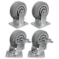 5'' × 2'' Caster Wheels, Heavy Duty Industrial Casters Set of 4 Rubber Wheels, Load 2800lbs Capacity, Swivel Caster for Cart Dolly Toolbox (2 Brake & 2 Rigid)
