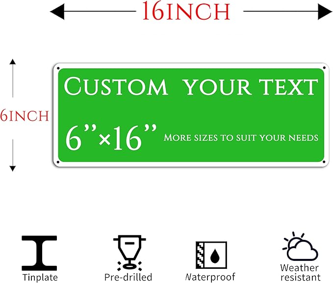 custom street sign,Custom Sign, Aluminum Weatherproof Metal Sign Multiple Sizes, Reflective,Customize for Office, Business, Workplace, office, Home, Delivery Signs(6 * 16 Inch)