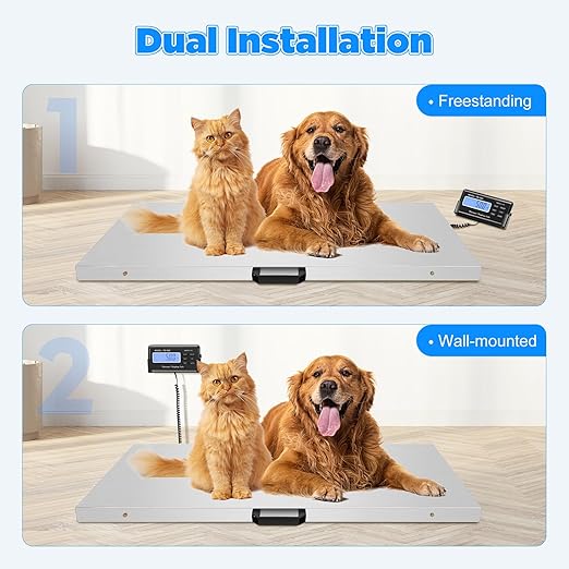 Dog Scale,1100Lbs Digital Livestock Scale,Large Pet Vet Scale,Stainless Steel Platform Electronic Postal Shipping Scale for Heavy Duty Large Hog Sheep Goat Pig Sheep 500 KG