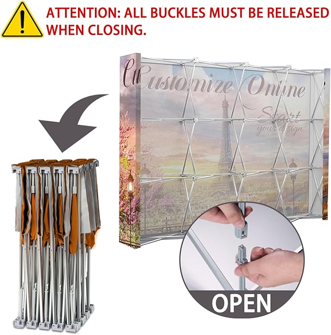 Customize Trade Show Fabric Pop Up Display Tension Fabric Banner Portable Aluminum Display Store Sign Holders Booth Holder Print and Frame Set 20×7.5 FT