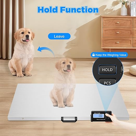Dog Scale,1100Lbs Digital Livestock Scale,Large Pet Vet Scale,Stainless Steel Platform Electronic Postal Shipping Scale for Heavy Duty Large Hog Sheep Goat Pig Sheep 500 KG
