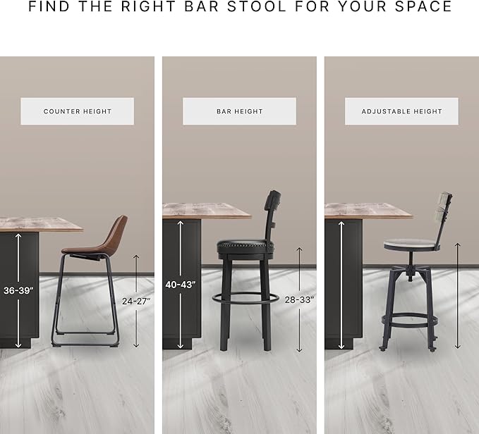 Signature Design by Ashley Valebeck | Modern Swivel 24.5" Counter Height Barstool – Rustic-Industrial Whitewash, Upholstered Cushion, 360° Swivel, Nailhead Trim