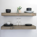 Urbandi Modern Floating Shelves 3 Inches Thick for Wall, Wide Shelves for Kitchen, Living Room, Bedroom, and Bathroom, Natural Pine Wood, Rustic Wooden Shelf, (Set of 2) (Aged Barrel, 60Lx3Hx6D)