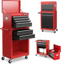 Goplus Tool Chest, 6 Drawers Rolling Tool Cabinet with Detachable Top Toolbox, Universal Lockable Wheels, Protective Liner, Auto Lock, Metal Tool Storage Cart, Tool Box for Garage Workshop