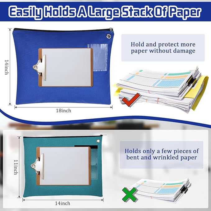 10 Pcs Interoffice Mailer Canvas Transit Sack Zipper Bag 18" x 14" Large Zipper Pouch with Grommet Interoffice Mail Bag (Blue)