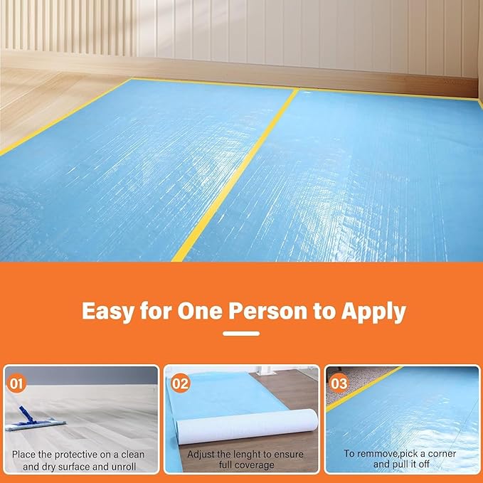 Temporary Floor Protection for Construction, Painting, Renovation, Protector Film for Hardwood Floors, Surface Carpet Protection Film, Tile&Hard Protection Covers 325 sqft