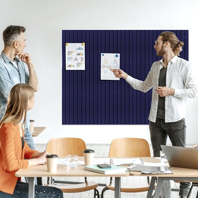 Large Felt Bulletin Board 23x47 Inch, 8pcs Peel and Stick Felt Wall Tiles Modern Push Pin Board for Wall Organization