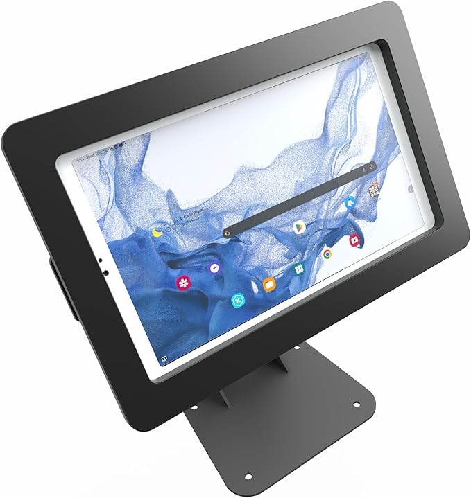TABcare Anti-Theft Acrylic Case with 360 Rotate 180 Swivel Metal Desktop Stand & 90-Degree USB C Cable for Samsung Galaxy TAB A9 A11 8.7" Tablet (Black)