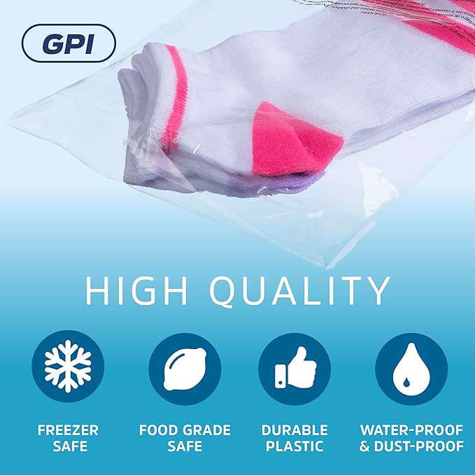 8" X 10" Self Seal Resealable Poly Bags - Case of 2000, Peel & Seal Reclosable Polybags with suffoaction Warning and Adhesive Strip for Packaging & Shipping Clothes, Shirts & More - GPI