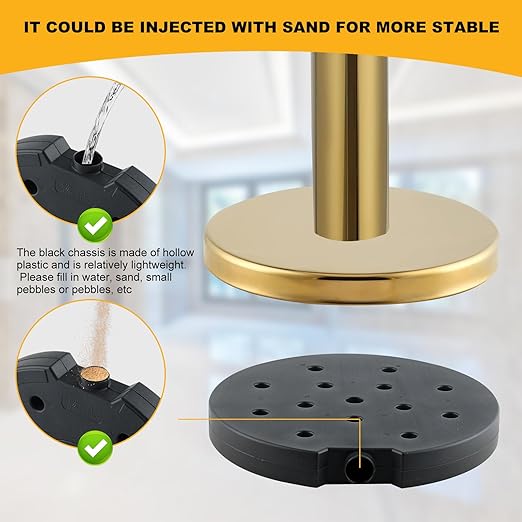 4Pack Stanchions and Velvet Ropes, 5 ft Red Velvet Rope and Poles, Red Carpet Ropes and Poles Set, Gold Stainless Steel Stanchion Posts Red Carpet Runner Poles for Party Supplies