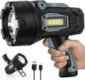 Rechargeable Spotlight, 99000 Lumens Super Bright Led Spotlights Flashlight with Cob Light, 10000ɱAh Spot Lights, Handheld Spotlight for Hunting Boating Outdoor, Long Runtime