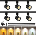 6-Light LED Track Lighting Kit with 6.6FT H Type Track Lighting Rail, Dimmable Track Lights Modern Kitchen Track Lighting Fixtures Ceiling Spot Light 2700K-5000K, CRI90+, 36° Beam 10W 800lm, Black