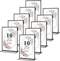 10 Pack 5x7 Acrylic Sign Holders, Double Sided Vertical Stand Clear Picture Frames, Wedding Table Numbers Frames for Party, Restaurant Signs and Office Photos, Black