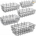 5-Piece Pegboard Baskets Set - Heavy Duty Peg Board Organizer Accessories Bin Set, Premium Black Metal Wire Baskets Tool Shelves, Wall Mount Storage for Garage Workshop Craft Room