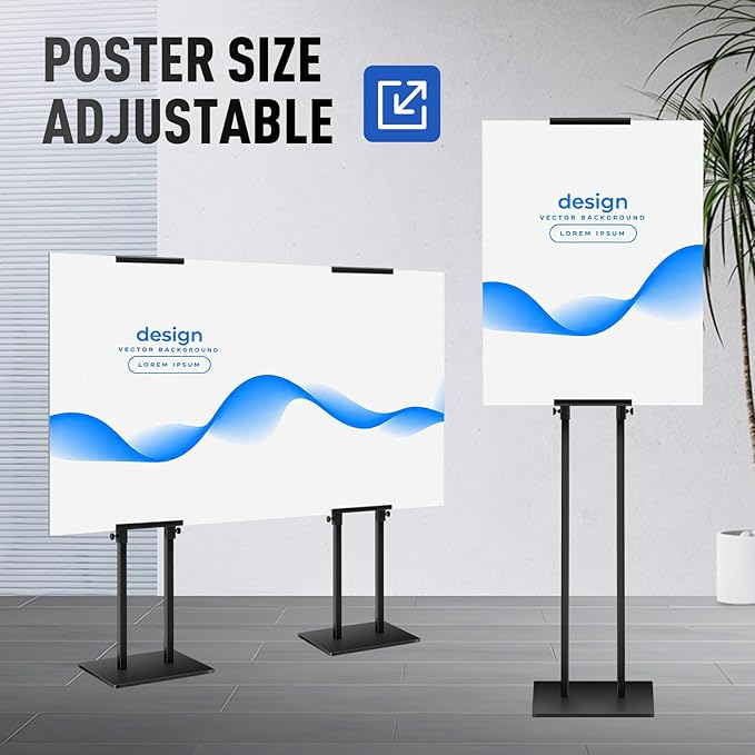 YIYO Poster Sign Stand - 78" Double-Sided Floor Display with Metal Base, Heavy Duty Adjustable Double-Pole for Foam Boards & Signage (Schools/Stores/Restaurants/Hospitals) (Double-Pole)