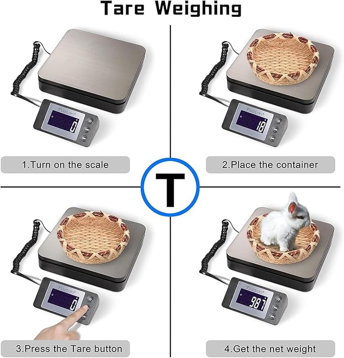 Fuzion Digital Shipping Scale 88lb × 0.1oz, Durable Stainless Steel Postal Scale with Tare, 4 Weighing Modes, Shipping Scale for Packages, Postage Package Scale with AC Adapter