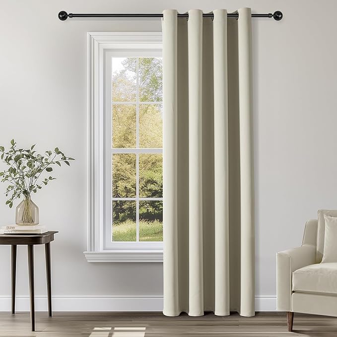 ChrisDowa Grommet Blackout Curtains for Bedroom - Thermal Insulated Room Darkening Curtains for Living Room (1 Panel Set, Beige,52W x 72L)
