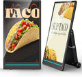 55-inch Rechargeable Portable FHD Outdoor Digital Signage Displays, IP65 Waterproof, Smart LCD Split Screen, Brightness Auto-Adjustment Movable Advertising Kiosk with Android OS