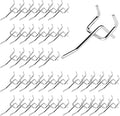 40Pcs 2" /50mm Stainless Steel Pegboard Display Hooks Bulk Set, Silver Garage Organization Peg Wall Hook Metal Slatwall Panel Hook Fit 1/8 and 1/4 Inch Pegboard for Retail