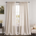 Nanspring Beige Linen Curtains 84 Inches Long for Bedroom Back Tab Light Filtering Privacy Sheer Linen Curtains Modern Farmhouse Coastal Decor Cotton Textured Gauze Curtain 2 Panel Set 70x84