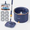 Spin Mop and Bucket Set, Mop Bucket with Separate Dirty Water System, Deep-Cleaning Mops for Floors/Wall, Versatile Mops with 6 Microfiber Mop Pads