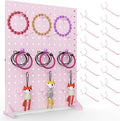 Peg Board Display Stand with 15 Hooks, Tabletop Metal Pegboard Shelf for Craft Shows & Fairs, Retail Stores, Vendors Arts and Crafts Finishing - 17x13Inch & Pink
