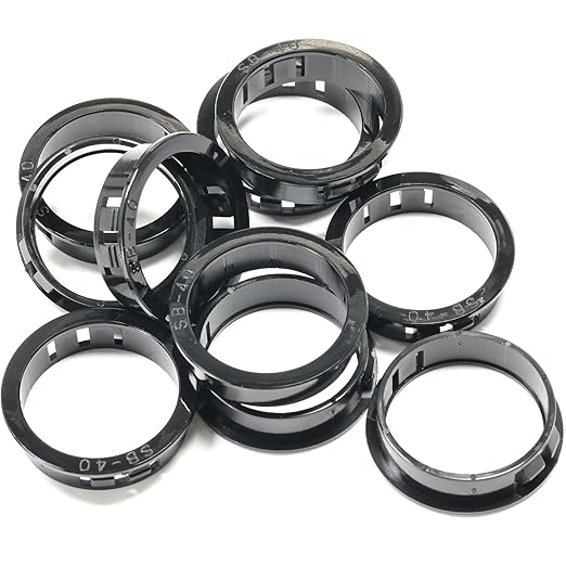 10 pcs Black Snap Bushing 1-9/16" (40 mm) Mounting Diameter, Plastic Cable Hole Grommets for Wiring, Round Nylon Snap in Locking Electrical Wire Cord Hose Tubing Bushings Grommets Protectors