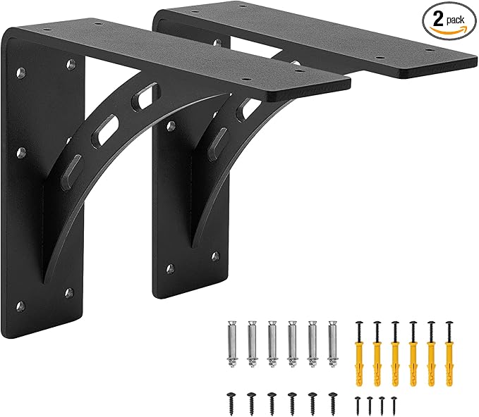 9"x8"x2.5" Heavy Duty Shelf Brackets - Max Load 1100 LBS, Premium Alloy Metal Mantel Brackets - Set of 2 - Fireplace & Countertop Support