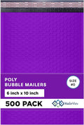 Purple Small Poly Bubble Mailers 6x10 inch #0 | Self Seal Padded Envelopes | Cushioned Bubble Mailer | Usable Size 6x9 | WaterProof | Lightweight mailing Shipping Bags | 500 Pack Bulk