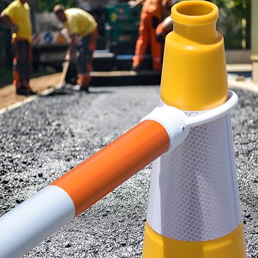 6 Pack 28" Large PVC Traffic Cones with Heavy-Duty Black Base, Garage Parking Lot Cones Structurally Stable Weatherproof Road Construction Safety Cones (6, Yellow, 28" Large)