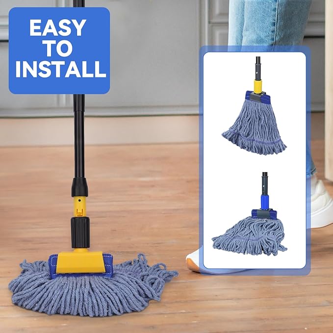 Commercial Heavy Duty Mop Heads Replacement for Rubbermaid: 3 Packs Industrial Wet Mop Head for Floor Cleaning - Cotton Commercial Products Wet Refills