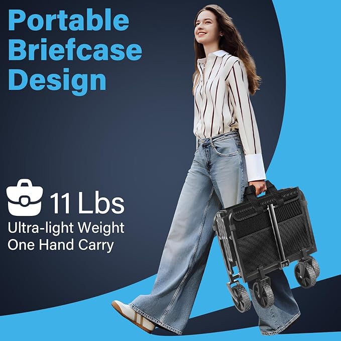 Wagons Carts Foldable Collapsible Wagon with Wheels,360lbs.Wagon cart with Wheels Foldable,Portable Utility Wagon for Camping,Park,Sports,Shopping,Travel,Groceries