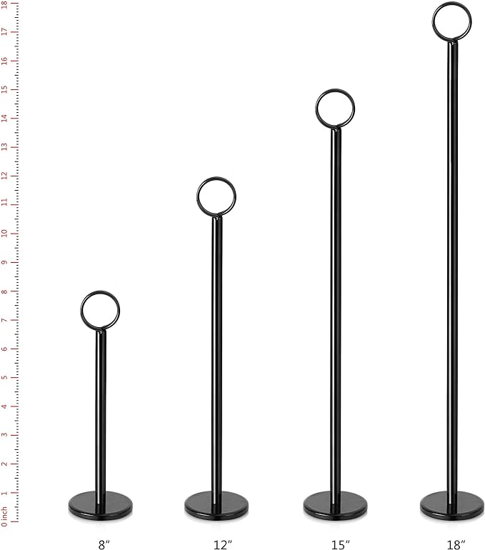New Star Foodservice 27730 Ring-Clip Table Number Holder/Number Stand/Place Card Holder, 18-Inch, Set of 12, Black Finish
