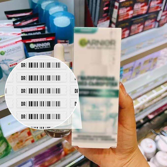 5000 Pieces of 58 kHz Acousto-Magnetic (AM) Security Tag Labels, Compatible with 58 kHz EAS Systems. Features Simulated Barcodes