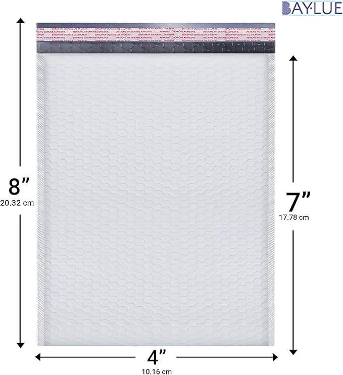 White Small Bubble Mailers 4x8 Inch #000 | Thick Padded Poly Mailer Envelope | Mailing Envelopes | Water & Tear Resistant | 500 Pack Bulk | Trading Card Sports card Shipping