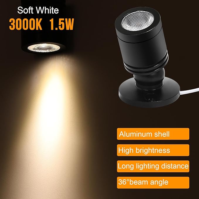 Taysing LED Spot Light Indoor Little Mini Spotlight Accent Lights for Display, Paintings, Pictures, Plants, Jewelry, Shelves, Cabinets, Posters, Showcase(SoftWhite 6 Pack Dimming&Timing)
