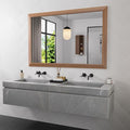 Amorho Bathroom Mirror for Over Sink, 50 X36 Inch Walnut Wood Grain Metal Frame Wall Mirror, Anti-Rust, Hang Horizontally/Vertically, Suitable for Bedroom, Farmhouse, Bathroom, Decorative