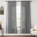 Nanspring Dark Gery Semi Sheer Curtains 72 Inches Long 2 Panels Set for Bedroom Privacy Back Tab Rod Pocket Light Filtering Drapes Cotton Linen Textured Farmhouse Living Room Curtain 52X72 Inches