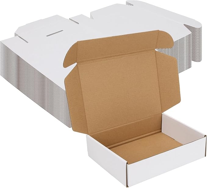 MEBRUDY 8x6x2 Inches Small Shipping Boxes Pack of 50, White Corrugated Cardboard Mailer Boxes for Packaging Small Business