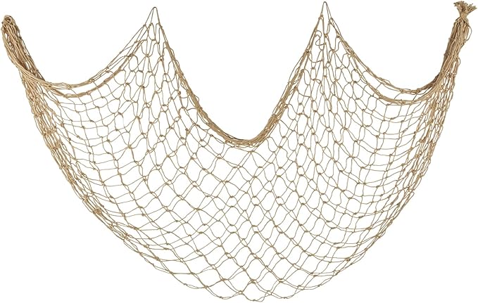 ZUEXT Caramel Decorative Fishing Net 80x40 Inch, Large Picture Fish Net, Wall Photo Hanging Fishnet for Nautical Mermaid Pirate Ocean Themed Hawaii Beach Under the Sea Party Decorations