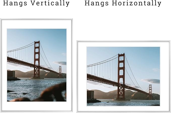 Frametory, 18x24 Metal Picture Frame with Mat for 16x20 Picture & Real Glass, Aluminum Photo Frame Collection (Silver, 1 Pack)