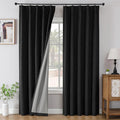 Joydeco Pinch Pleated Curtains - 100% Blackout for Bedroom, Black Linen Curtains 40" W x 72" L, Thermal Insulated 2 Panels Light Blocking Drapes, Back Tabs for Living Room