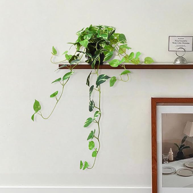 Fake Pothos Hanging Plants, 33" Artificial Hanging Plant, Faux Pothos Vines Hanging Plant Greenery for Home Living Room Indoor Outdoor Decor