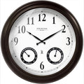 20" Evander Large Outdoor Atomic Wall Clock with Temperature & Humidity, Waterproof Outdoor Clock Thermometer Combo for Patio, Pool and Garden Decor,Oil Rubbed Bronze Black