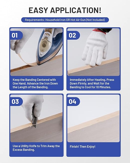 Birch Edge Banding 3/4 inch x 50 ft Real Wood Veneer Plywood Edge Banding Iron-on Pre-glued Veneer Edging Tape for Cabinet Repairs Furniture Restoration