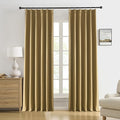 DUALIFE Gold Tan Pinch Pleated Blackout Curtains 102 Inches Long, Back Tab with Hooks, Linen Full Black Out Thermal Insulated Track Curtain for Bedroom Living Room,40 W x 102 L, 2 Panels