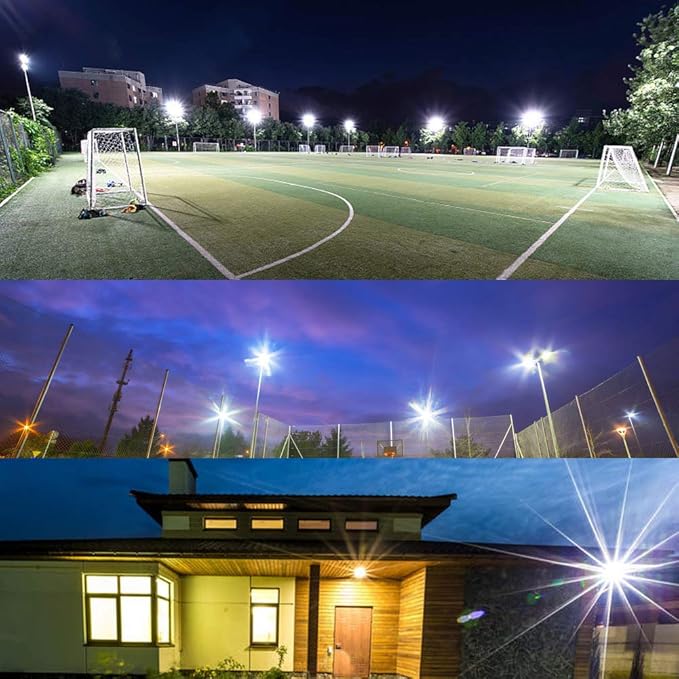 2 Pack 100W LED Flood Lights Outdoor,10000LM Super Bright Work Light,6000k Daylight White Floodlights with Plug,IP66 Waterproof Exterior Security Lights for Playground,Garage,Yard,Backyard