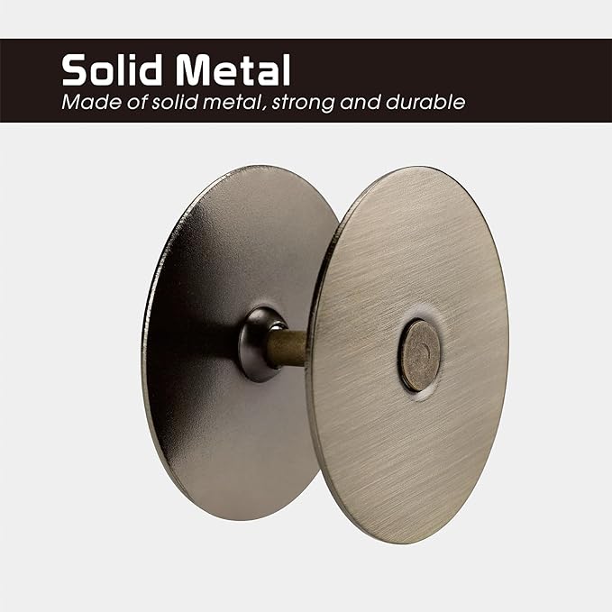 Door Hole Cover Plate, 2-5/8" Diameter Solid Steel, Hole Filler Plate (2, Antique Brass)